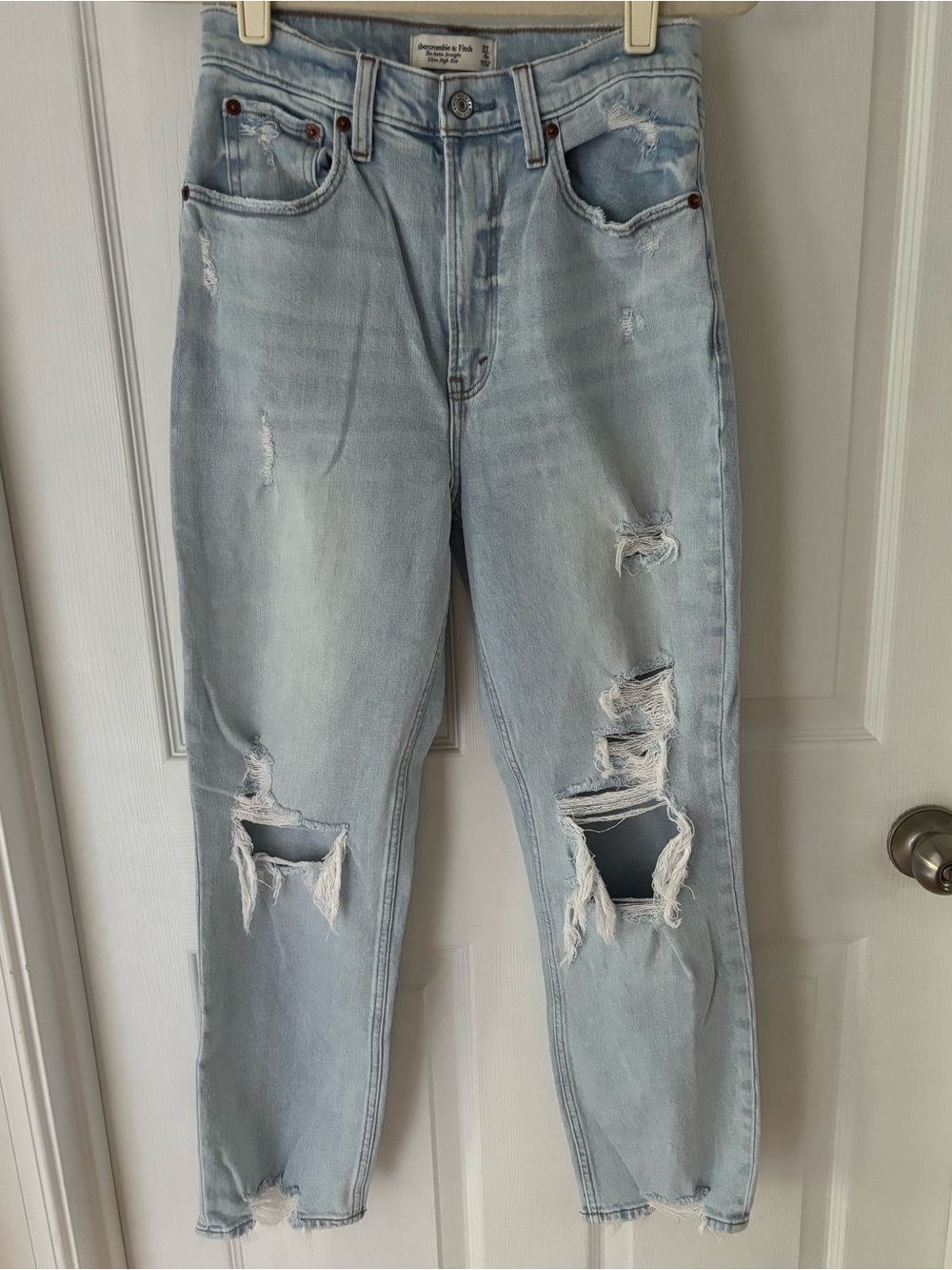 Abercrombie & Fitch Light Wash Distressed Jeans
